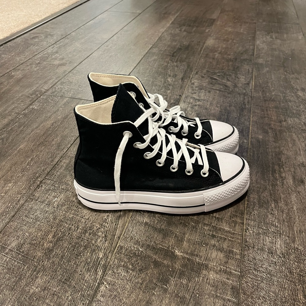 Classic High-Top Canvas Sneakers in Black and White